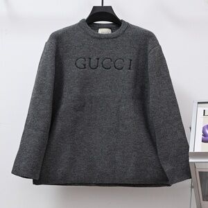 Gucci Women’s Charcoal Gray Logo Crewneck Sweater